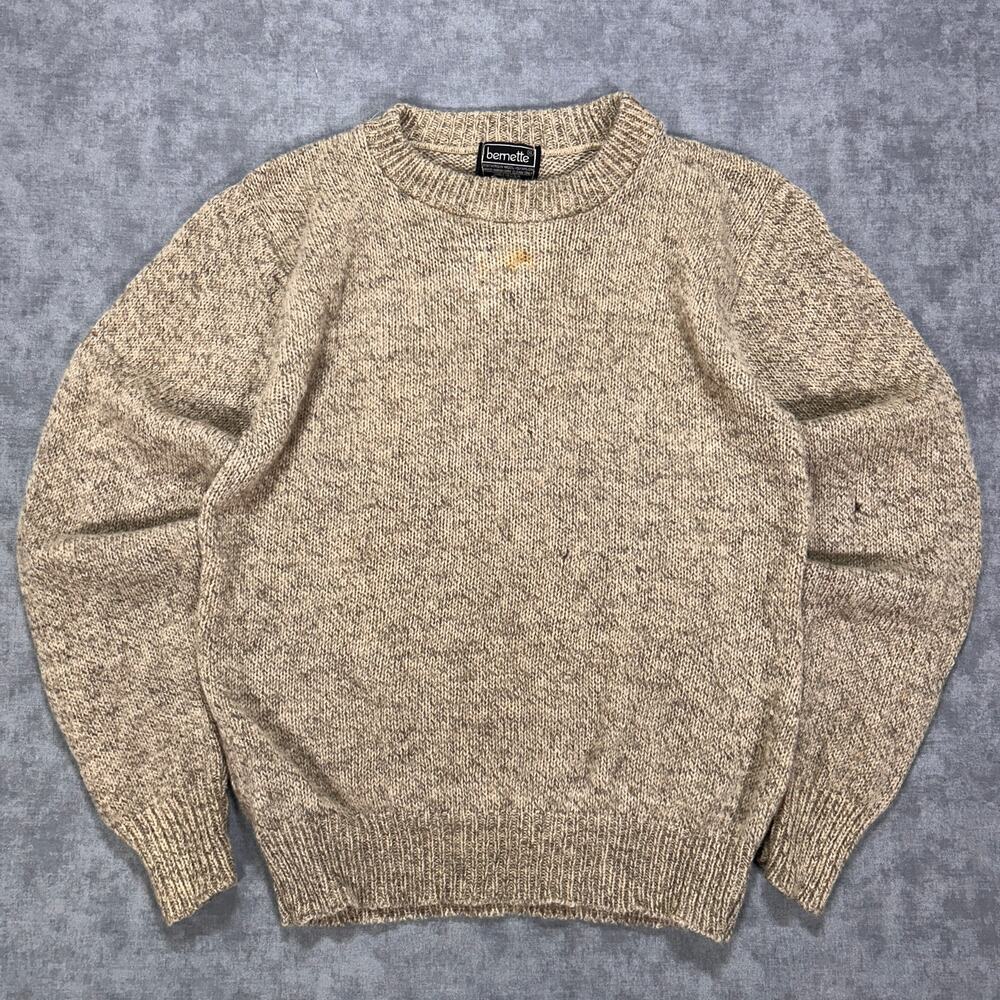 Vintage 90s Bernette Virgin Wool Blend Made in USA Heathered Crewneck Sweater L